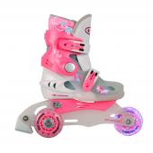 Dětské kolečkové brusle Worker TriGo Skate LED XS(26-29) růžová