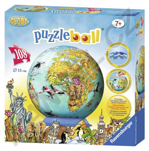 Dětská mapa světa Puzzleball 108d 