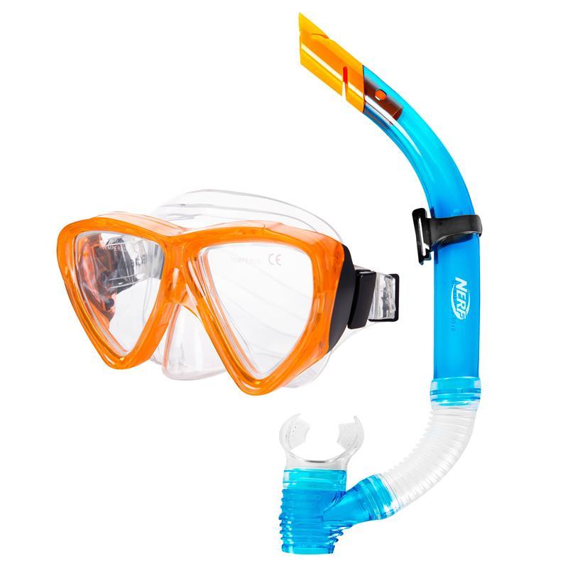 Spokey Hasbro Journal sada brýle+šnorchl zn. NERF modro-oranžová