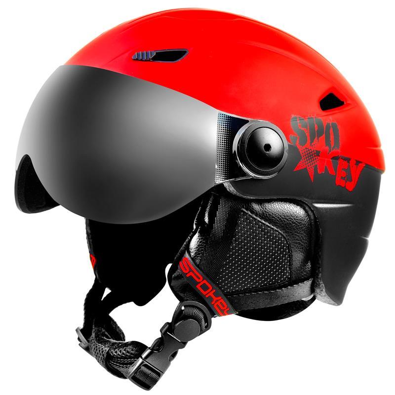 Lyžařská přilba s vyměnitelným čelním sklem Spokey Jasper černo-červená vel. L/XL 