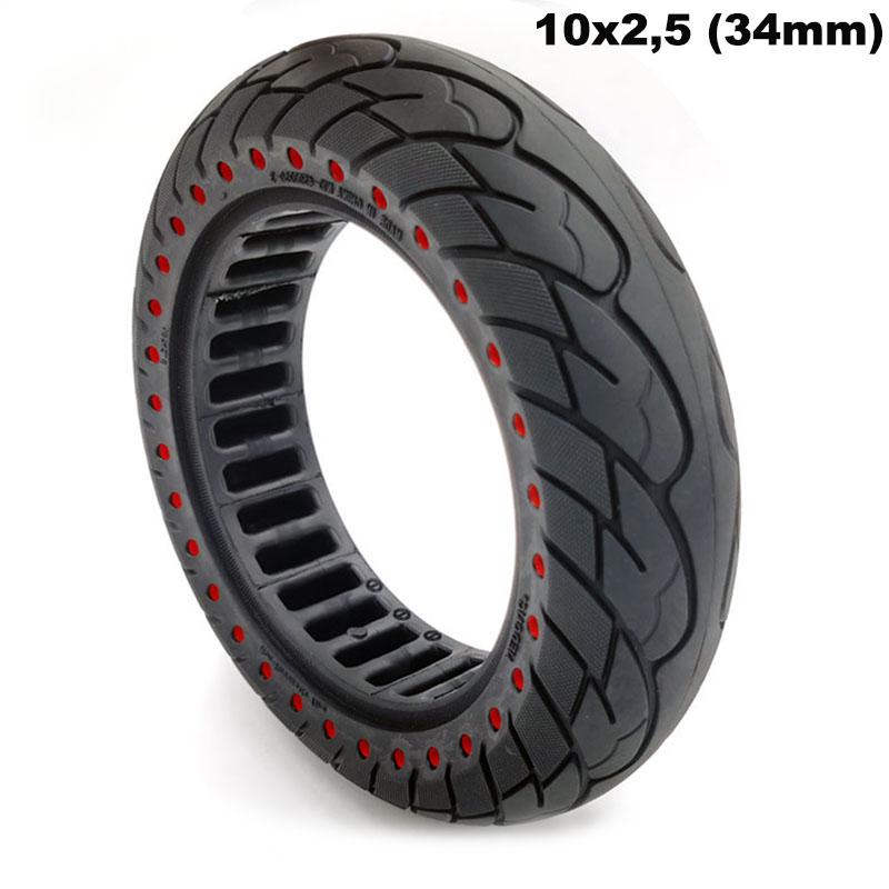 Plná bezdušová pneu 10 x 2,5 (34mm) červená puntík