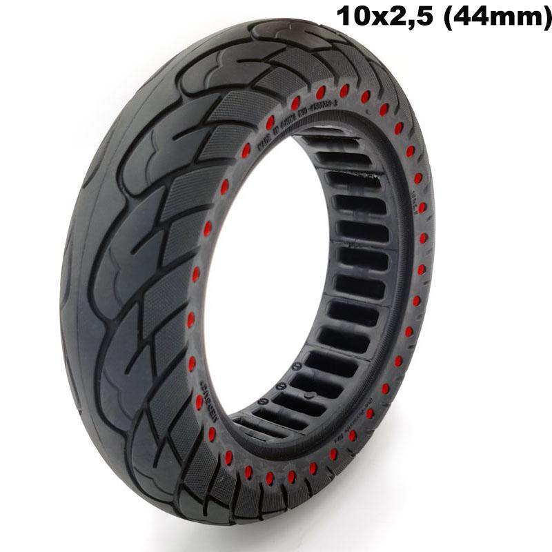 Plná bezdušová pneu 10 x 2,5 (44mm) červená puntík