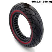 Plná bezdušová pneu 10 x 2,5 (34mm) červená linka